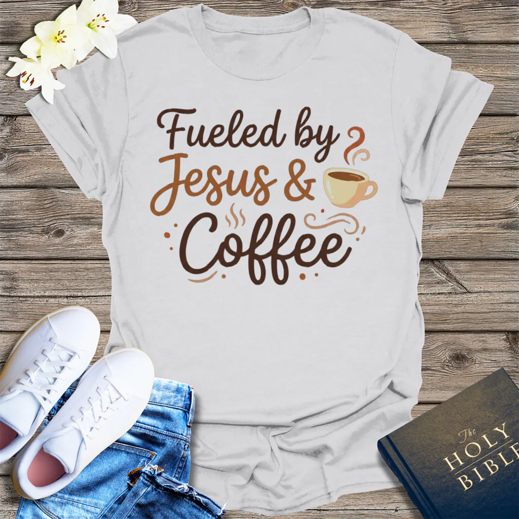 Fueled by Jesus & Coffee T-Shirt - Ice Grey