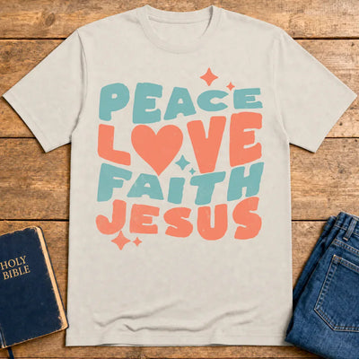 Peace Love Faith Jesus T-Shirt - Ice Grey