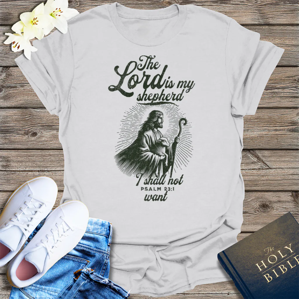 The Lord Is My Shepherd T-Shirt - Ice Grey