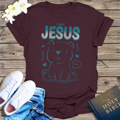 I Need Jesus Bear T-Shirt - Dark Chocolate