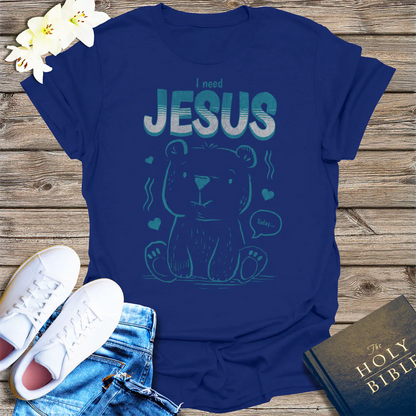 I Need Jesus Bear T-Shirt - Navy