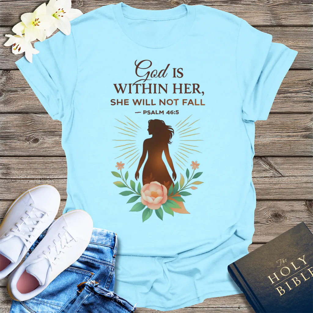 God Is Within Her T-Shirt - Light Blue