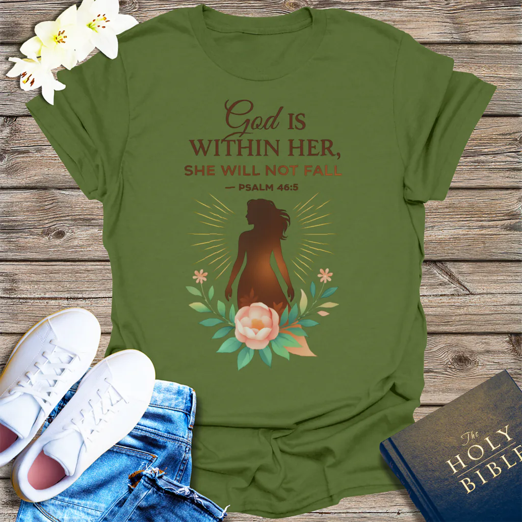 God Is Within Her T-Shirt - Military Green