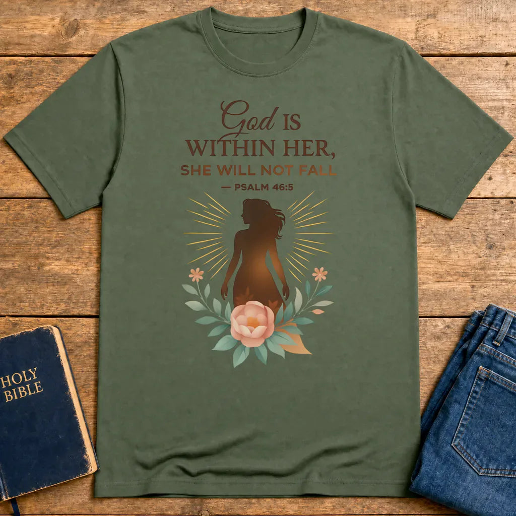 God Is Within Her T-Shirt - Military Green