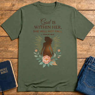 God Is Within Her T-Shirt - Military Green