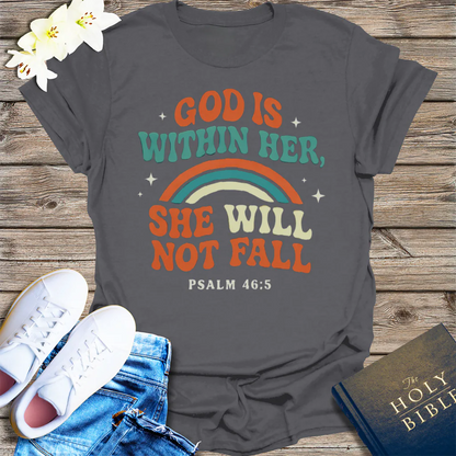 She Will Not Fall T-Shirt - Charcoal