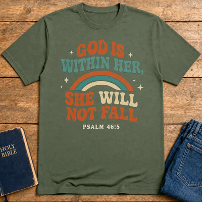 She Will Not Fall T-Shirt - Military Green