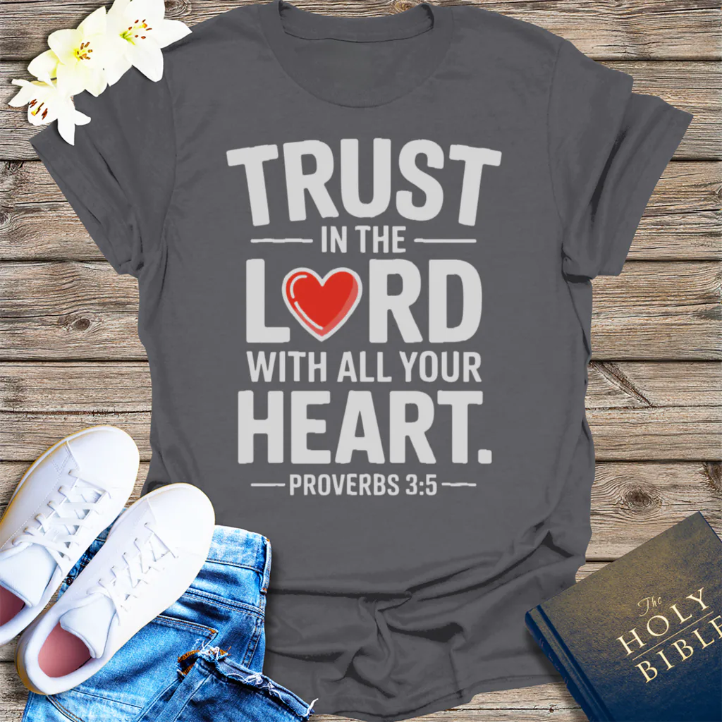 Trust in the Lord Heart T-Shirt - Charcoal