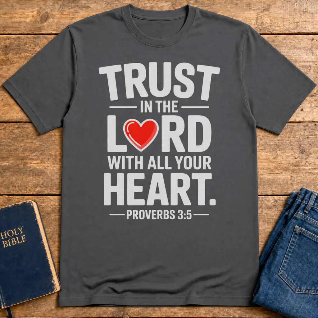 Trust in the Lord Heart T-Shirt - Charcoal