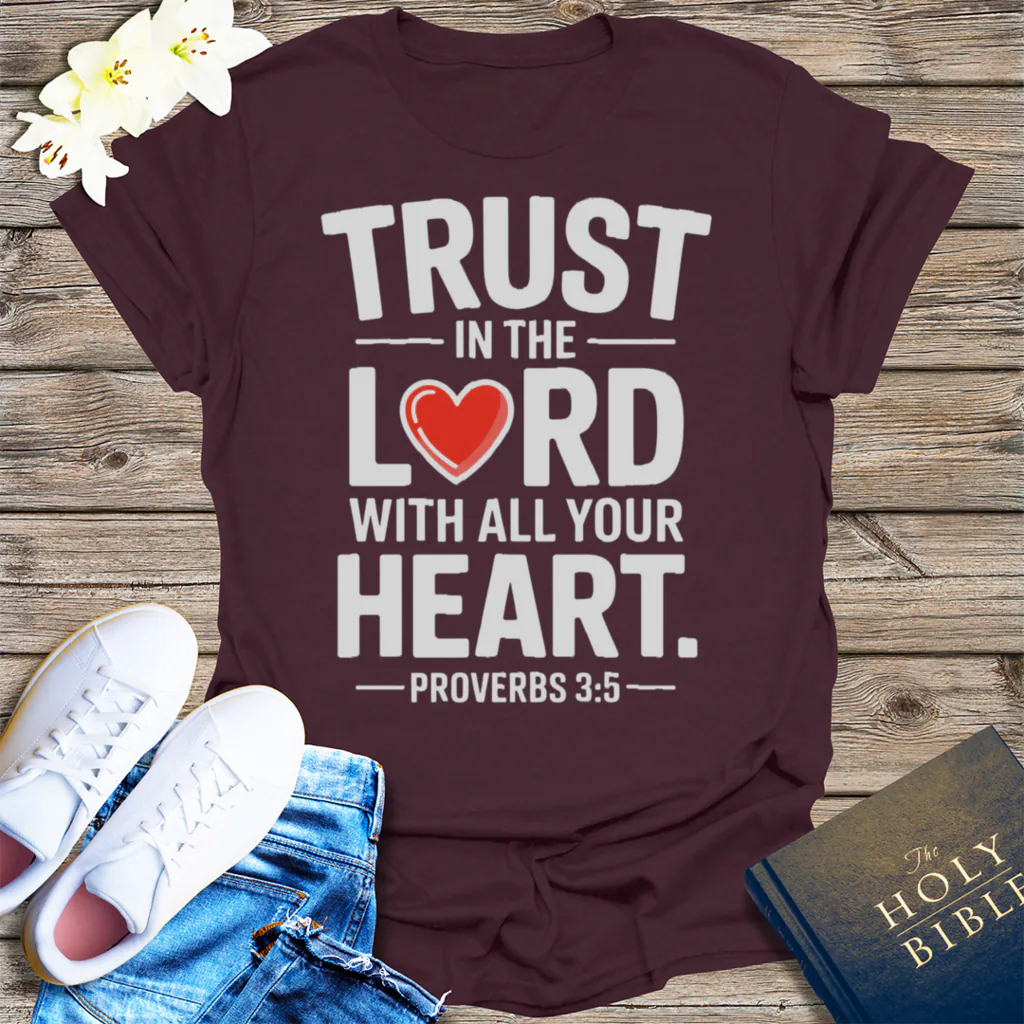 Trust in the Lord Heart T-Shirt - Dark Chocolate