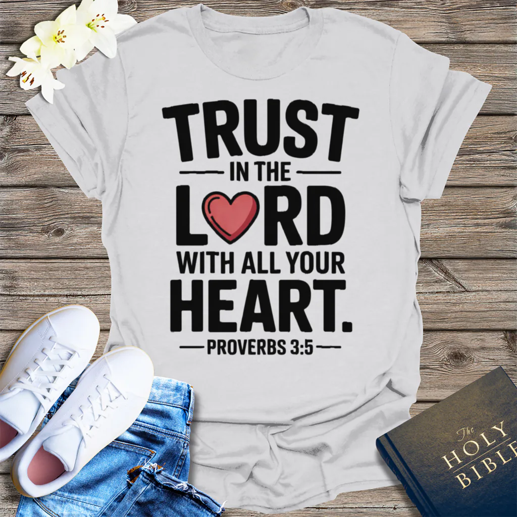 Trust in the Lord Heart T-Shirt - Ice Grey