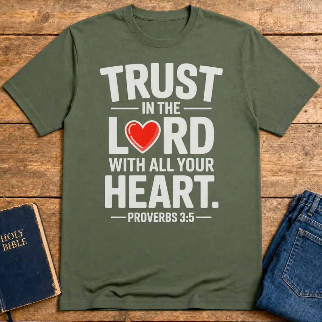 Trust in the Lord Heart T-Shirt - Military Green
