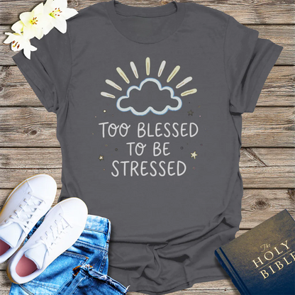 Too Blessed to Be Stressed T-Shirt - Charcoal
