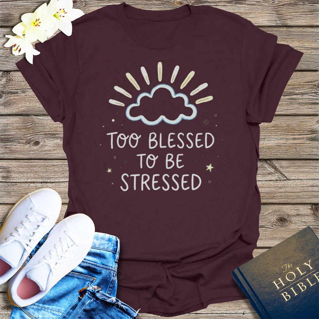 Too Blessed to Be Stressed T-Shirt - Dark Chocolate
