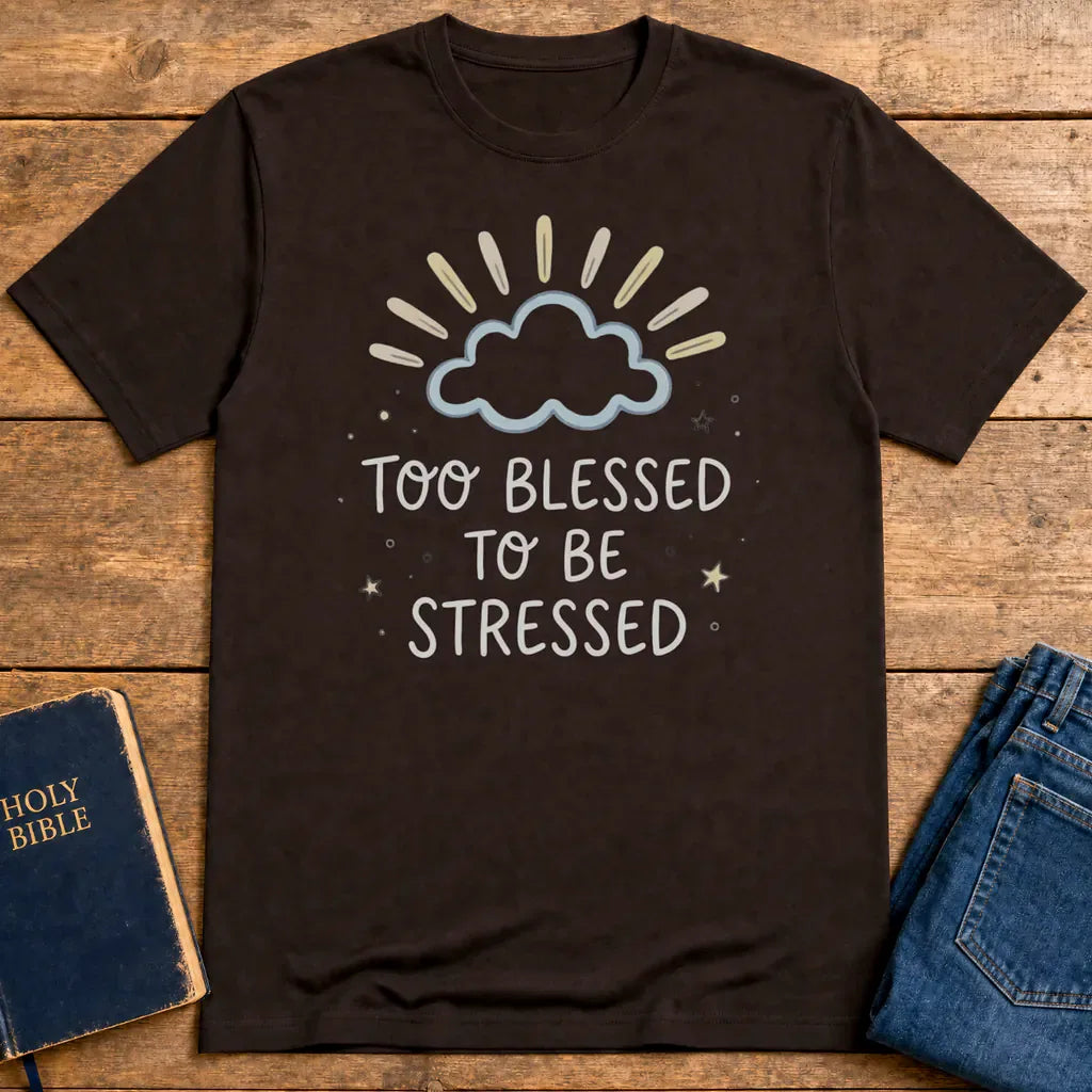 Too Blessed to Be Stressed T-Shirt - Dark Chocolate