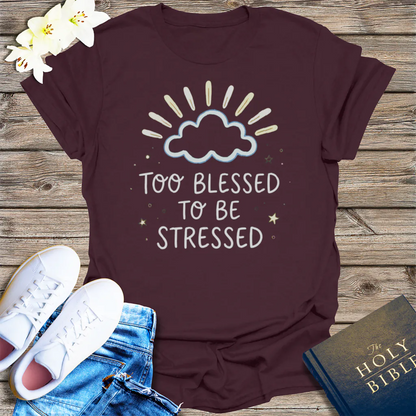 Too Blessed to Be Stressed T-Shirt - Dark Chocolate