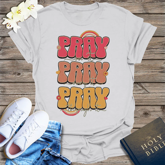 Pray On It Pray Over It Pray Through It T-Shirt - Ice Grey