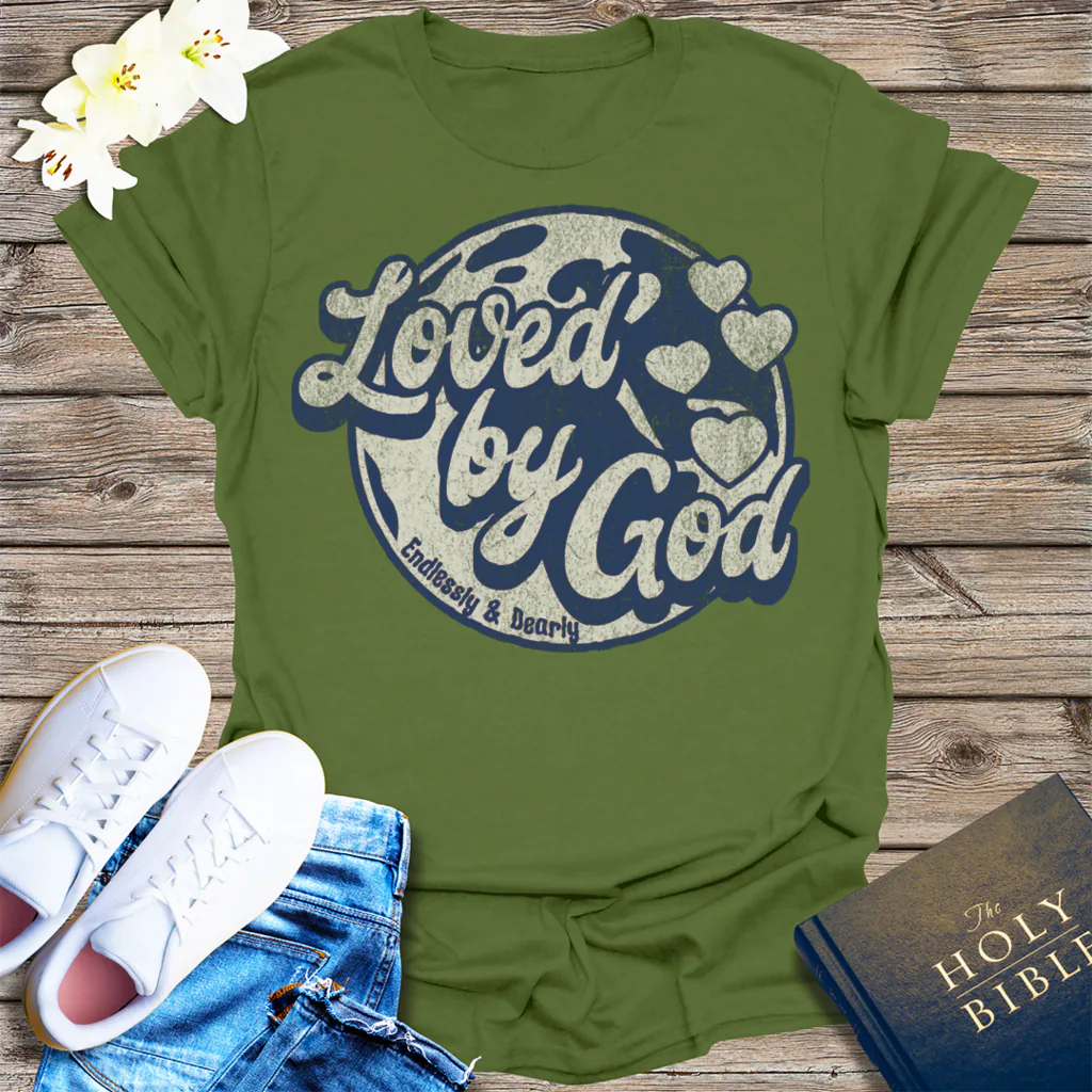Loved by God T-Shirt - Military Green