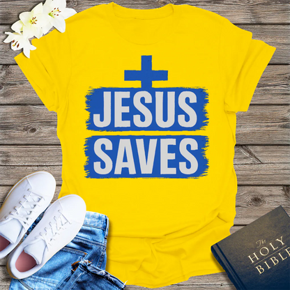 Bold Jesus Saves T-Shirt - Daisy