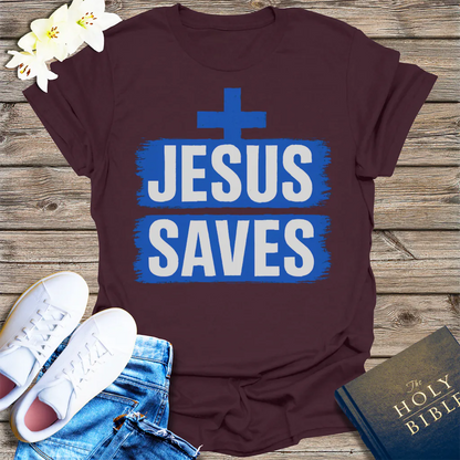 Bold Jesus Saves T-Shirt - Dark Chocolate