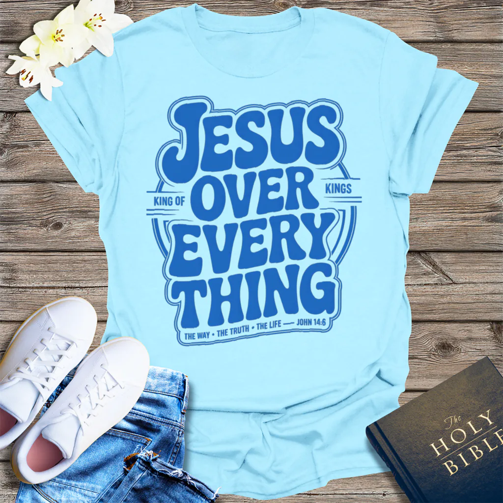 Jesus Over Everything T-Shirt - Light Blue
