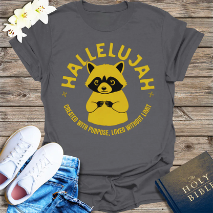 Hallelujah Raccoon T-Shirt - Charcoal
