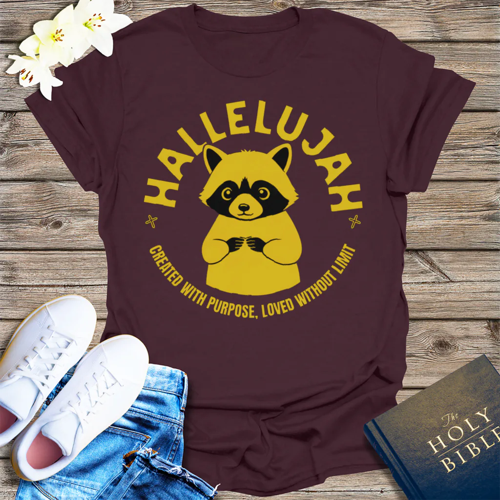 Hallelujah Raccoon T-Shirt - Dark Chocolate