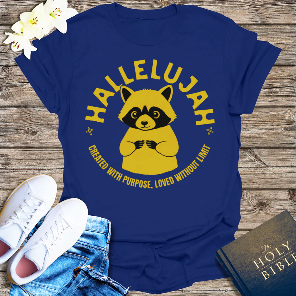 Hallelujah Raccoon T-Shirt - Navy