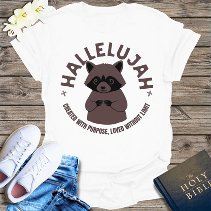 Hallelujah Raccoon T-Shirt - White