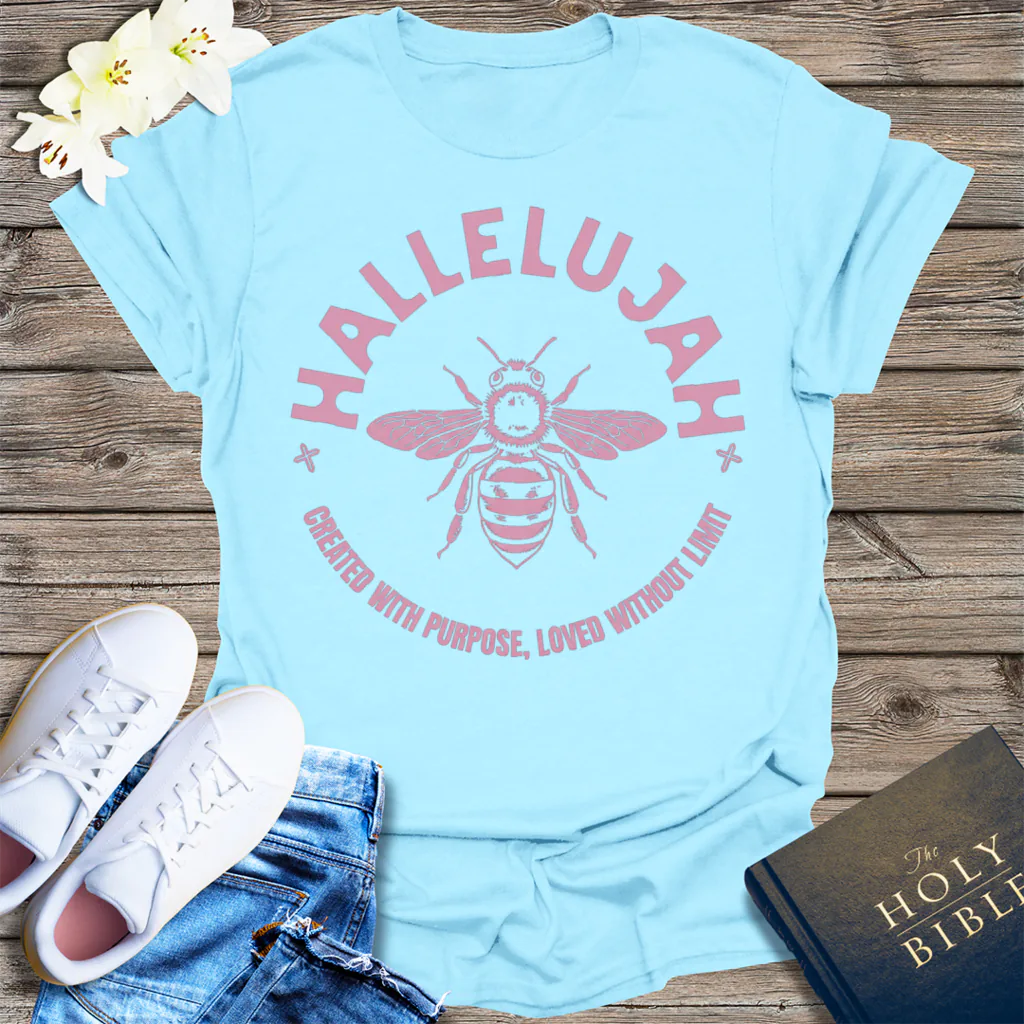 Hallelujah Bee Purpose T-Shirt - Light Blue