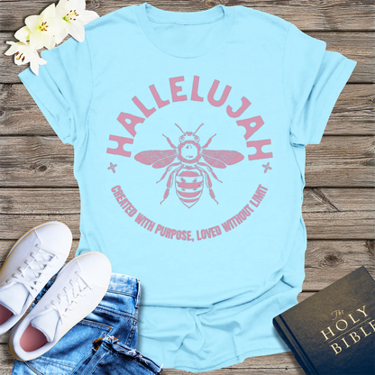 Hallelujah Bee Purpose T-Shirt - Light Blue