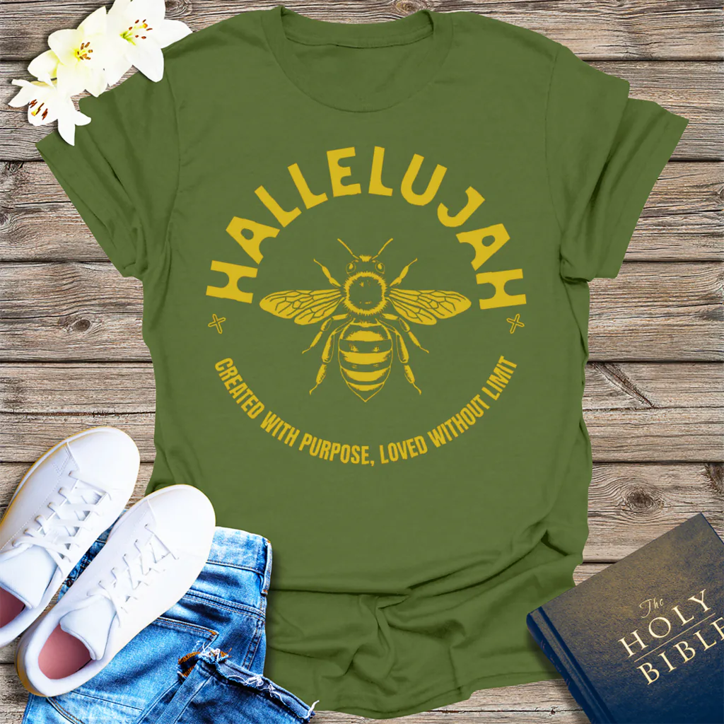 Hallelujah Bee Purpose T-Shirt - Military Green