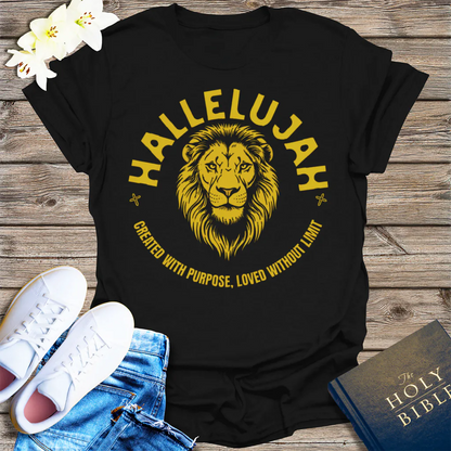 Hallelujah Lion of Purpose T-Shirt - Black