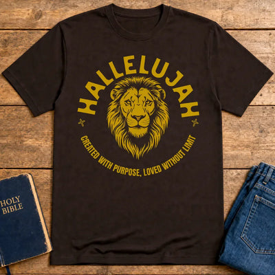 Hallelujah Lion of Purpose T-Shirt - Dark Chocolate