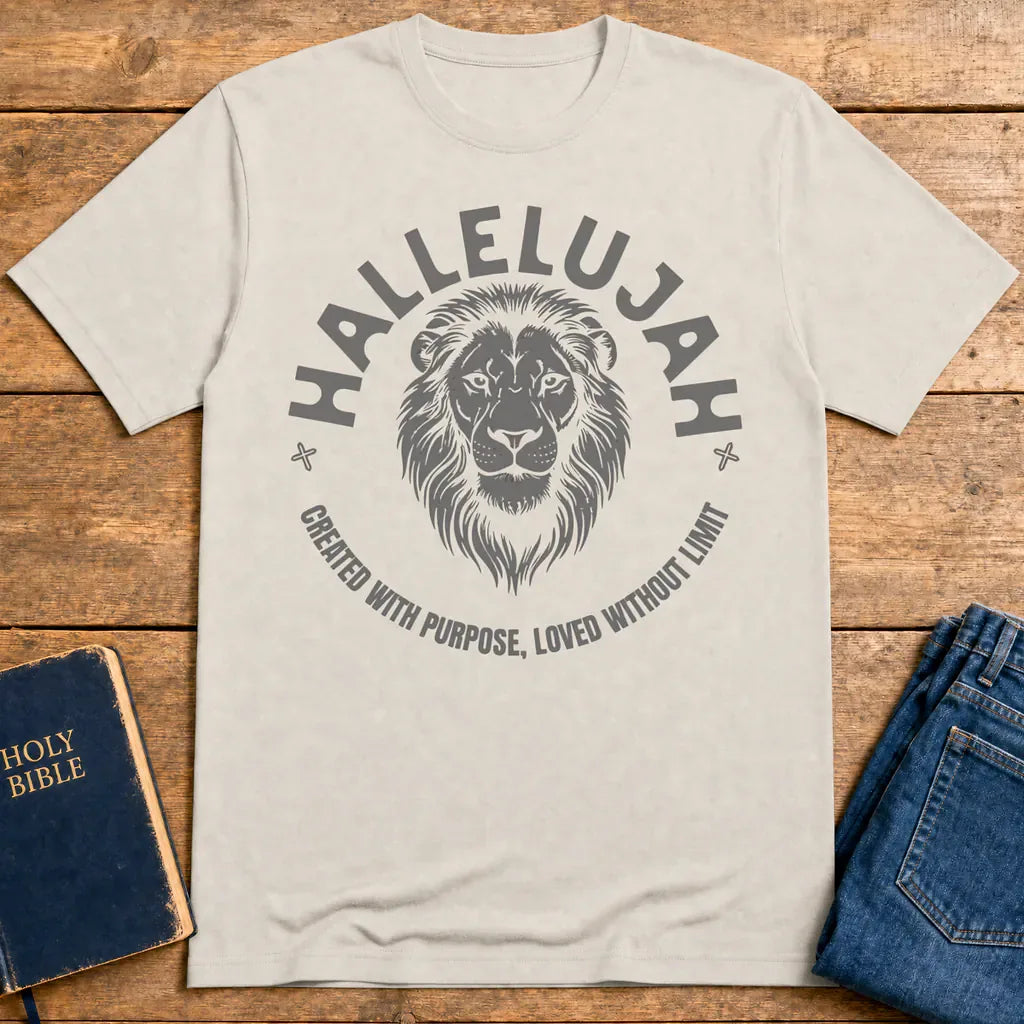 Hallelujah Lion of Purpose T-Shirt - Ice Grey