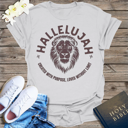 Hallelujah Lion of Purpose T-Shirt - Ice Grey