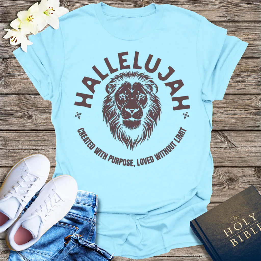Hallelujah Lion of Purpose T-Shirt - Light Blue