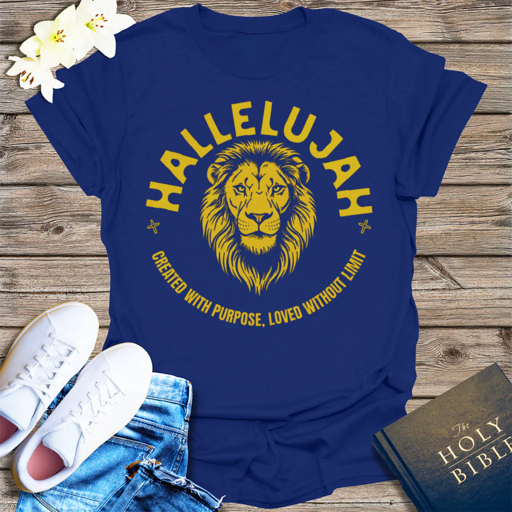 Hallelujah Lion of Purpose T-Shirt - Navy