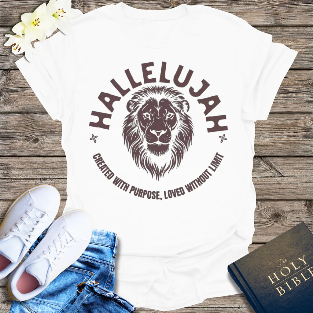 Hallelujah Lion of Purpose T-Shirt - White