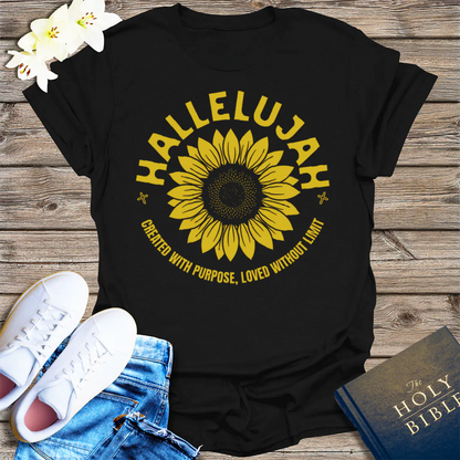Hallelujah Sunflower T-Shirt - Black