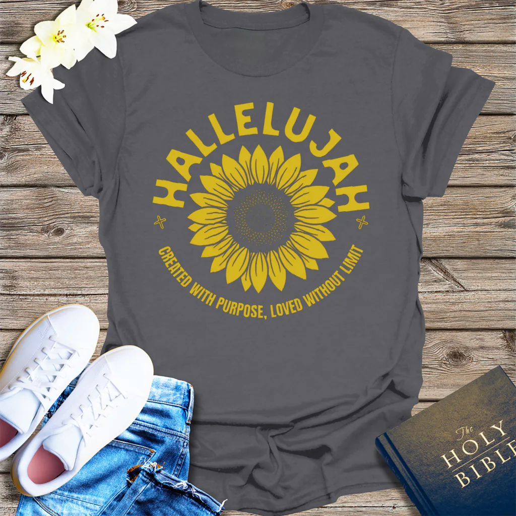 Hallelujah Sunflower T-Shirt - Charcoal
