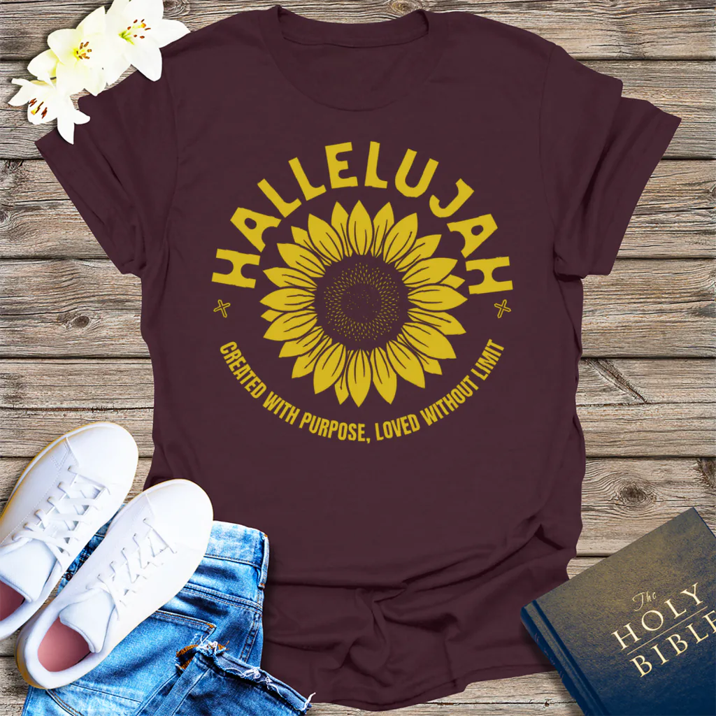 Hallelujah Sunflower T-Shirt - Dark Chocolate