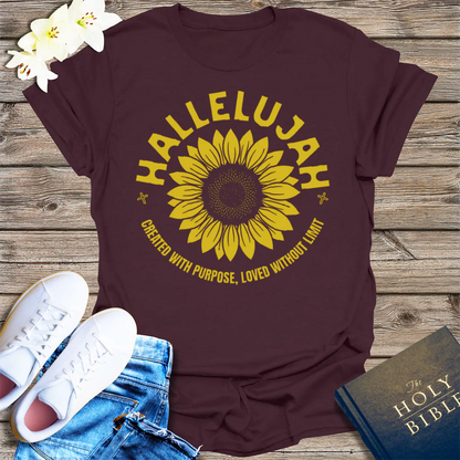 Hallelujah Sunflower T-Shirt - Dark Chocolate