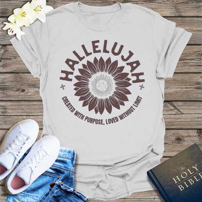 Hallelujah Sunflower T-Shirt - Ice Grey