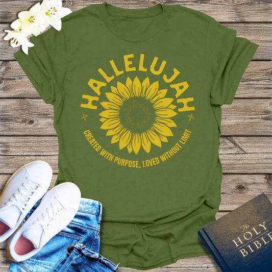 Hallelujah Sunflower T-Shirt - Military Green