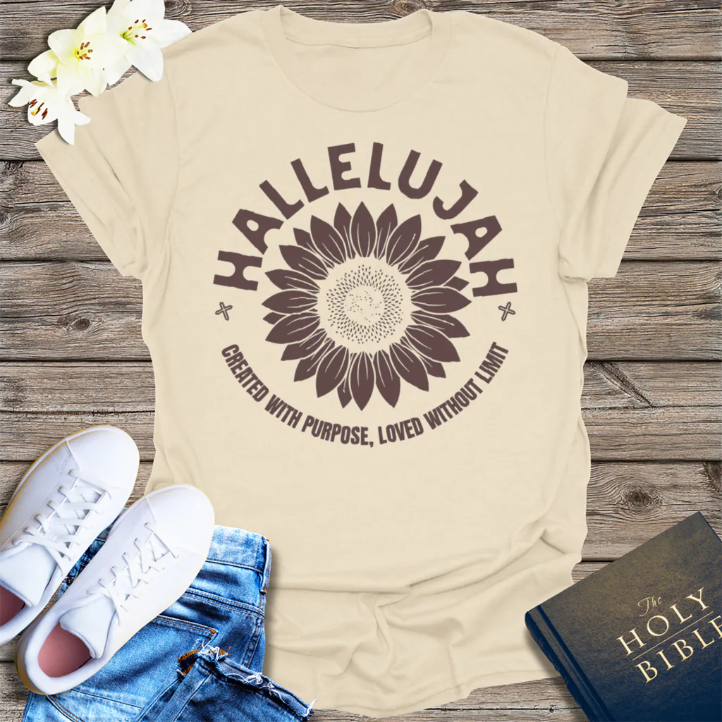 Hallelujah Sunflower T-Shirt - Natural