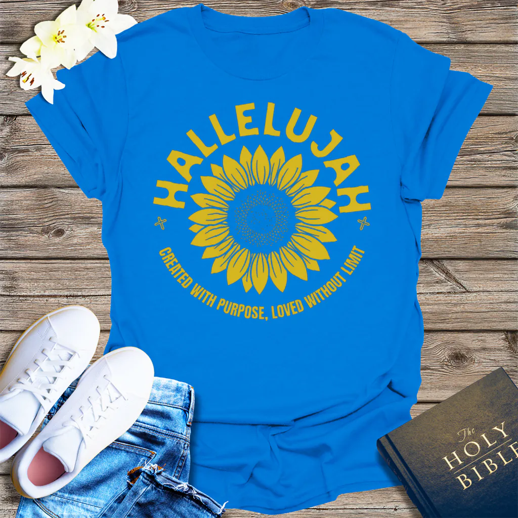 Hallelujah Sunflower T-Shirt - Royal