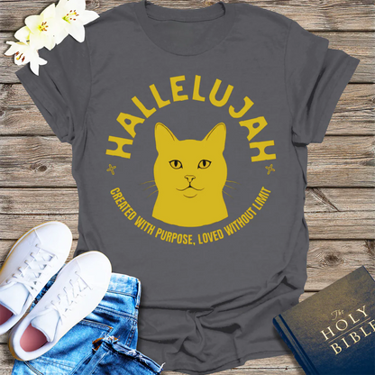 Hallelujah Cat T-Shirt - Charcoal