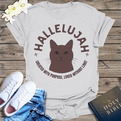 Hallelujah Cat T-Shirt - Ice Grey