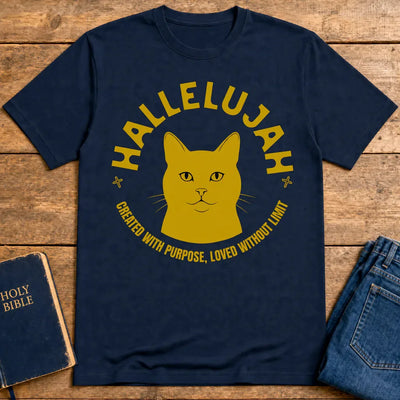 Hallelujah Cat T-Shirt - Navy